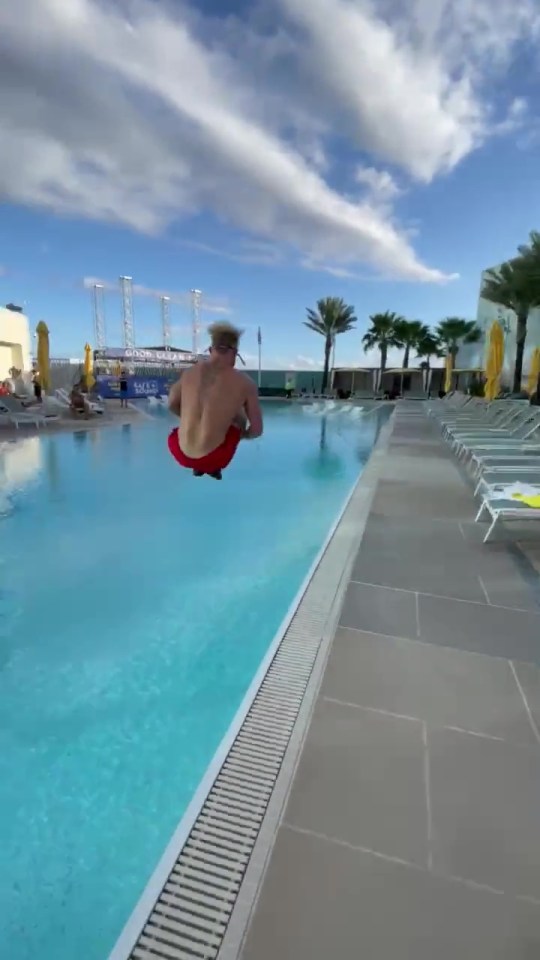 Jake Paul bombs into the swimming pool