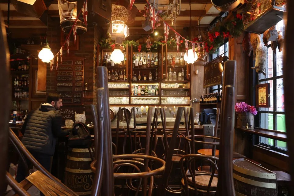 An empty bar in London’s Covent Garden