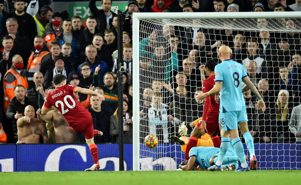 Portuguese forward Diogo Jota equalised for the Reds against Newcastle in the 21st minute