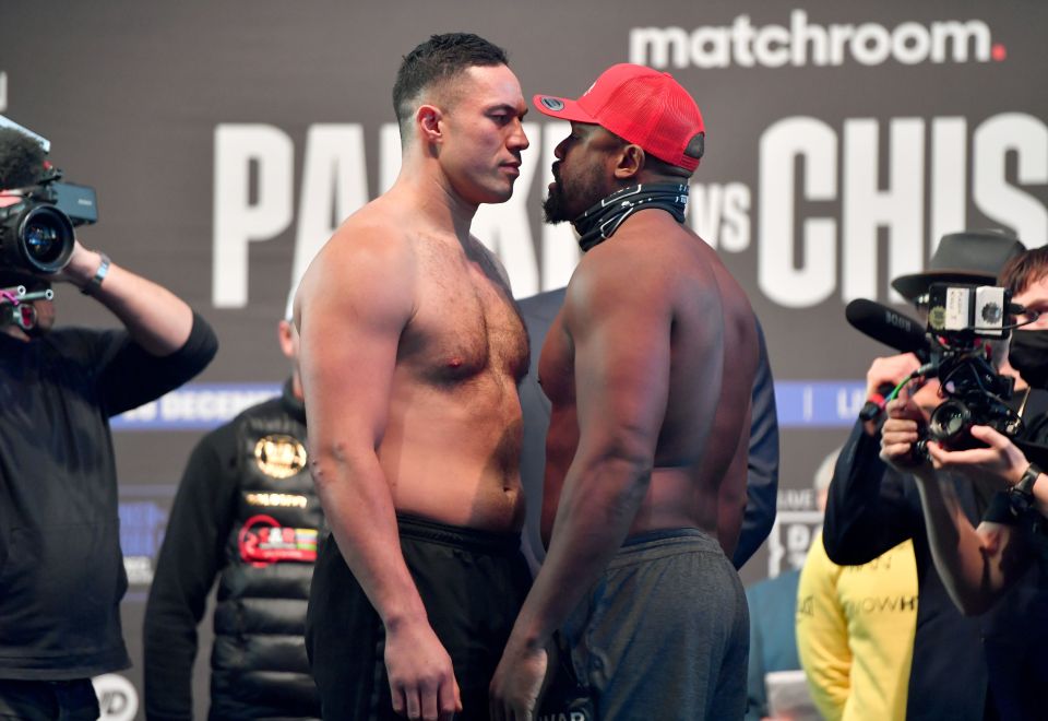 Joseph Parker and Dereck Chisora face off after their respective weigh-ins