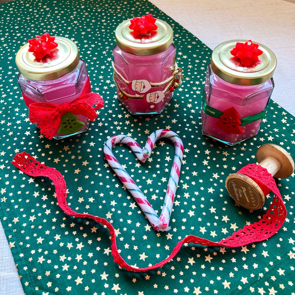 Harriet has made homemade candy cane vodka presents to give to the adults in her family