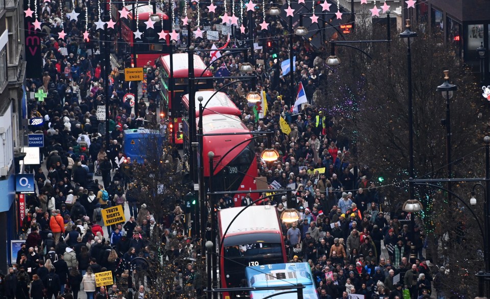 Thousands of people joined the rally against plan B – despite Boris Johnson’s vow not to return to a full lockdown