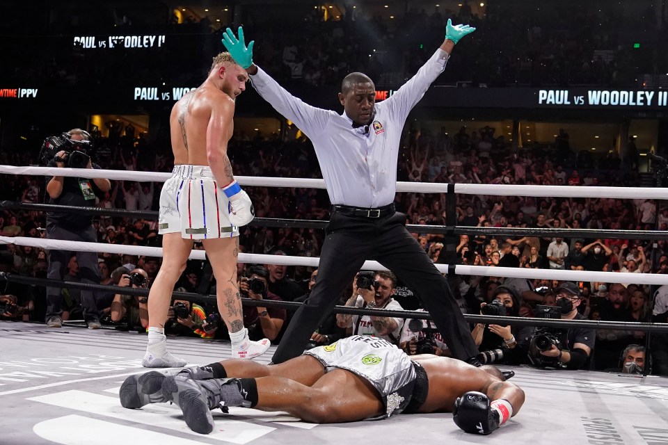 Jake Paul brutally knocked out Tyron Woodley to move to 5-0 in his pro boxing career