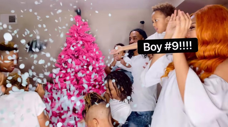 The blue confetti revealed the boys will have ANOTHER baby brother