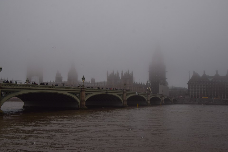 The misty stuff also blanketed the capital