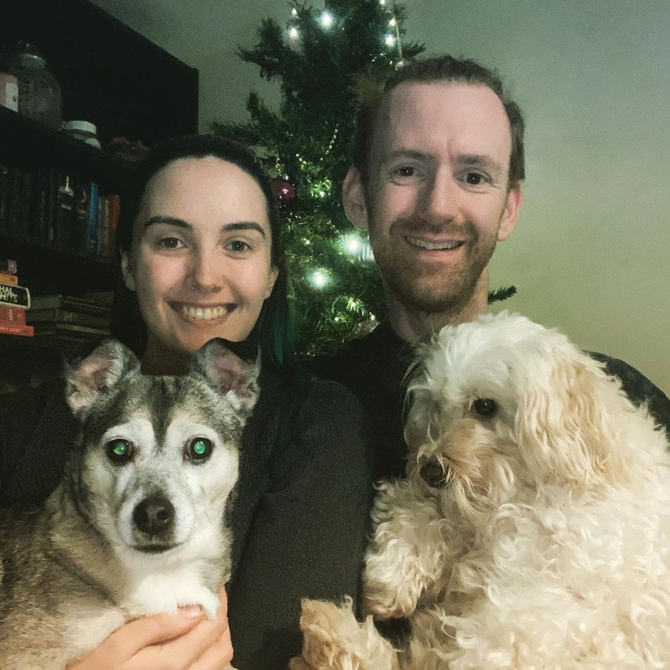 Chris with partner Ness an their dog pups