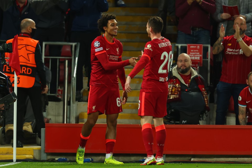 Liverpool stars Trent Alexander-Arnold and Andy Robertson have been praised by Gary Neville