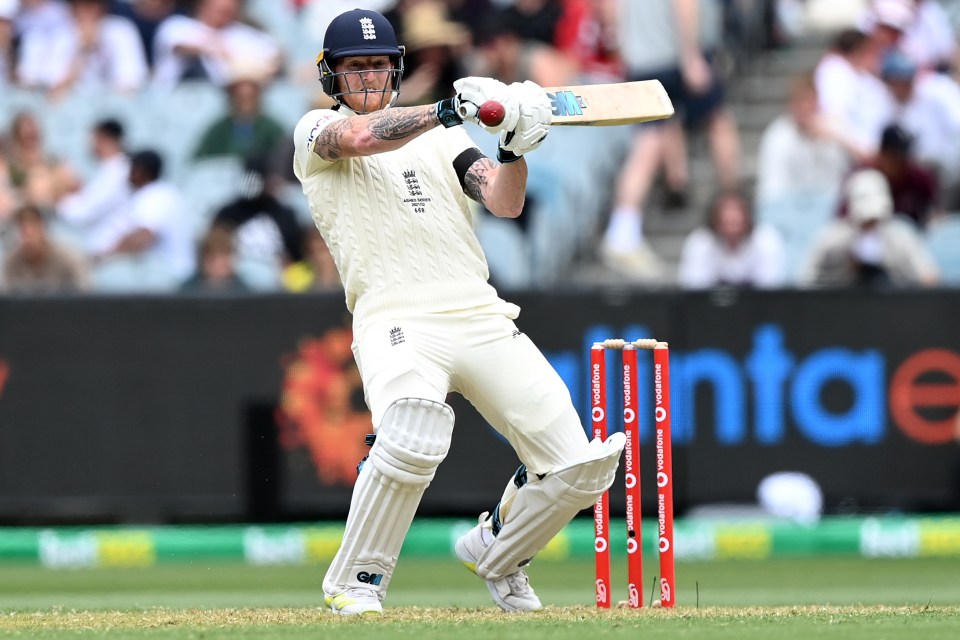 Ben Stokes attacks a short ball in Melbourne