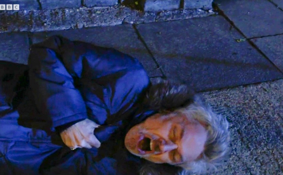 Rocky collapsed in agony on EastEnders tonight