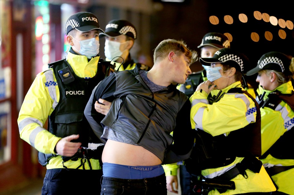 A man was led away by cops in Blackpool