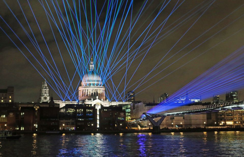 A light display seen by St Paul's Cathedral