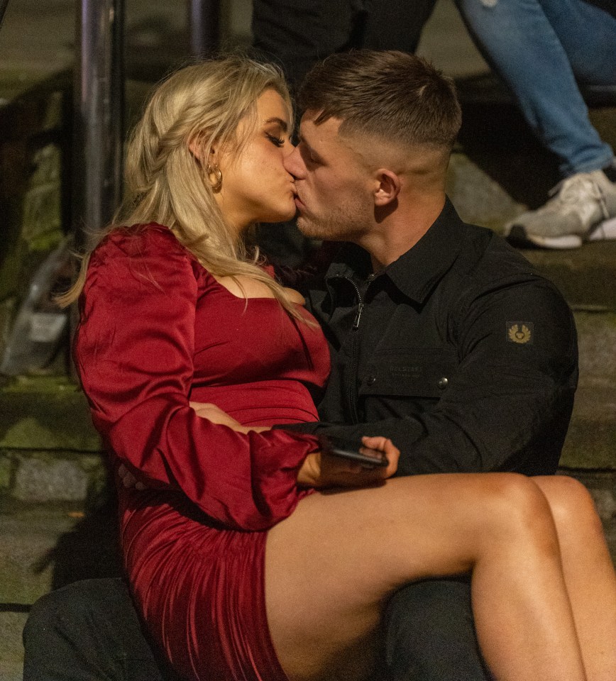 A couple share a New Year kiss