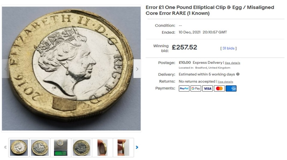 The rare error coin caught the attention of 10 different bidders