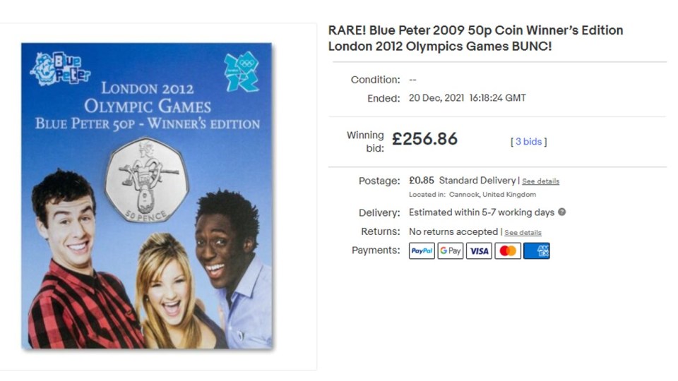 The coin eventually sold for over £250 on eBay