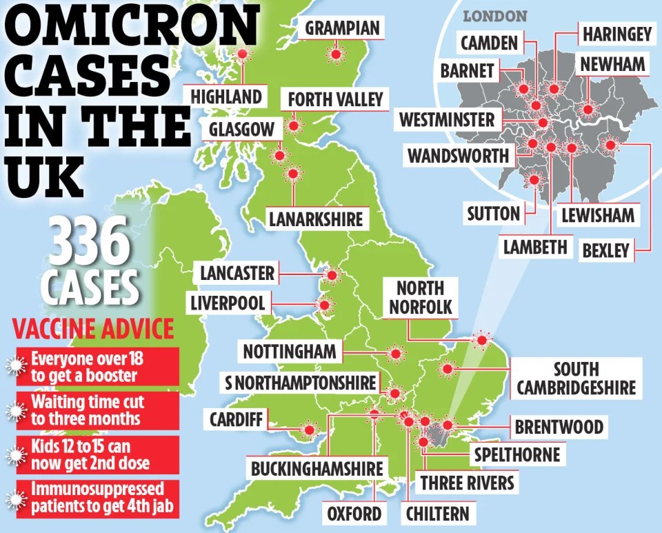 There are now 336 cases of Omicron confirmed in the UK