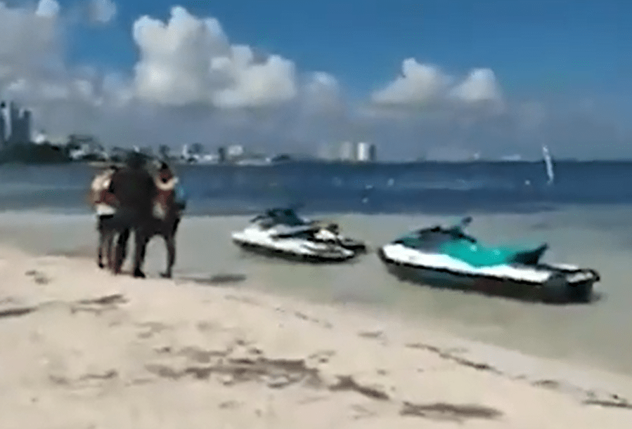 Two of the jet skis that were used by the thugs