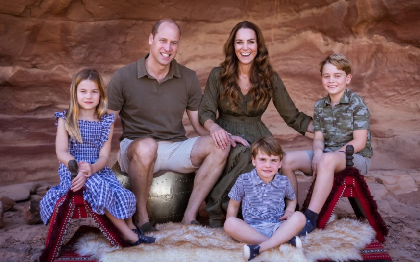 This photo of the Cambridge family was taken on a family trip to Jordan