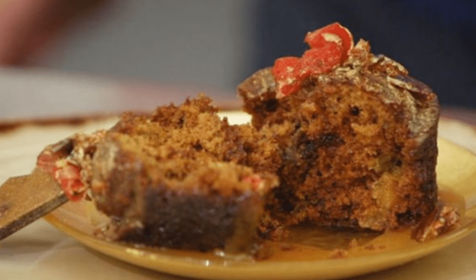 Gemma made a British sticky figgy pudding containing fresh chilli