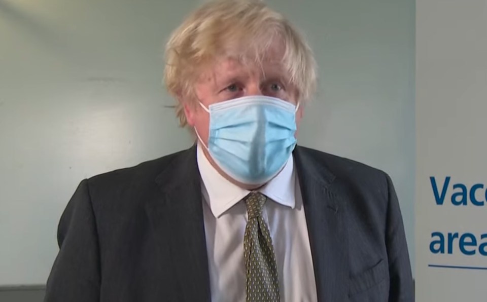 Boris Johnson on a visit to a vaccine centre today