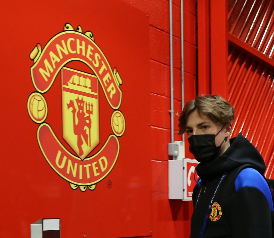 Charlie Savage arrives at Old Trafford ahead of the Champions League clash