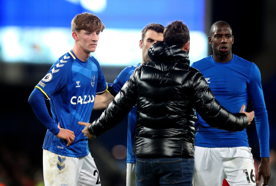 The individual broke onto the Goodison pitch at full-time and vented his fury