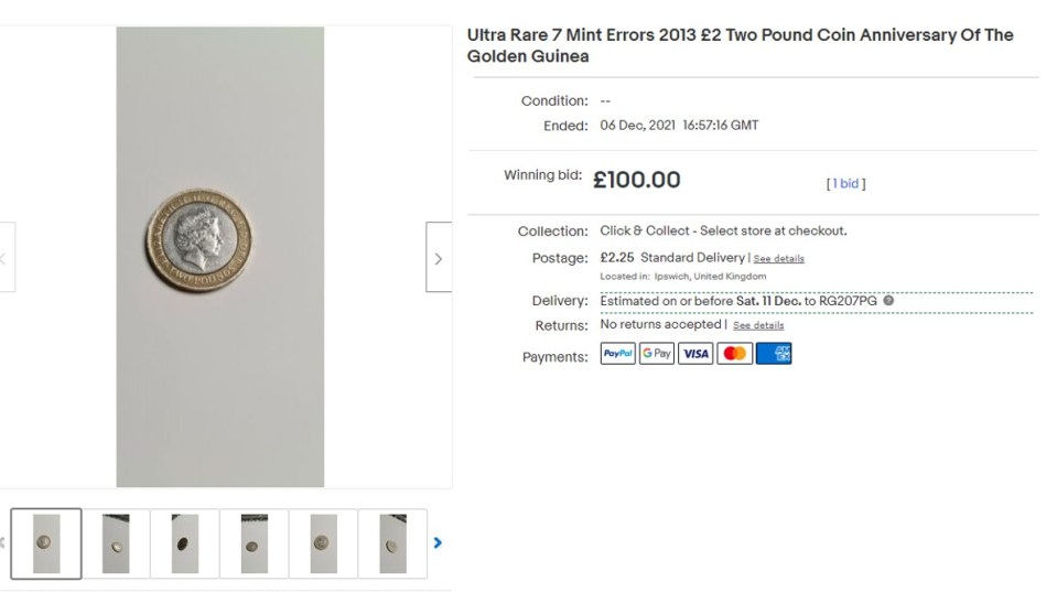 The seller claims the coin has seven different things wrong with it