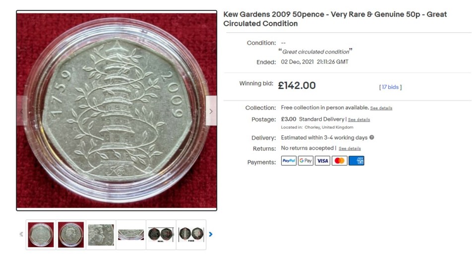 Almost 20 bids were placed on the rare coin