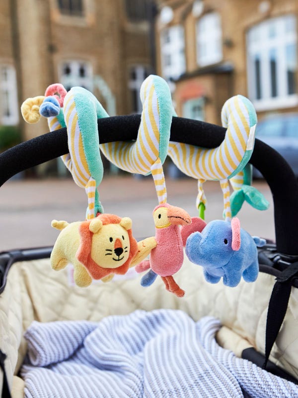 The safari activity spiral is a great for entertaining babies on the go