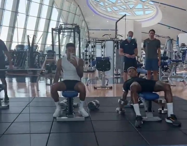 Jesse Lingard and Rashford did some weight training at a luxury sports complex in Dubai