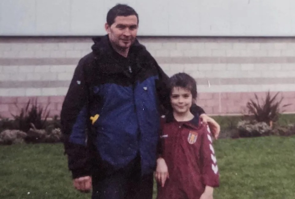 England favourite Jack Grealish poses with his dad ahead of a Villa youth game