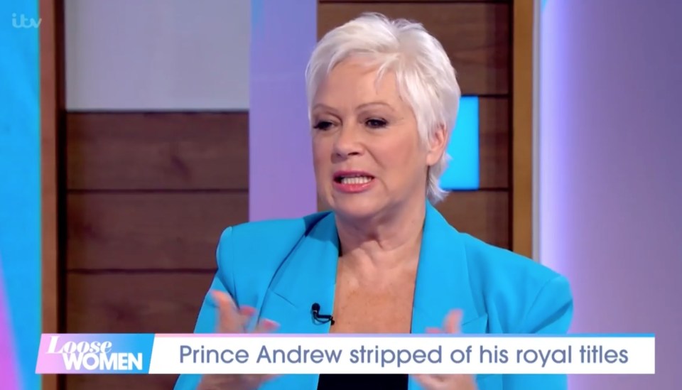 Denise Welch on Loose Women today revealing her 'personal beef' with Prince Andrew