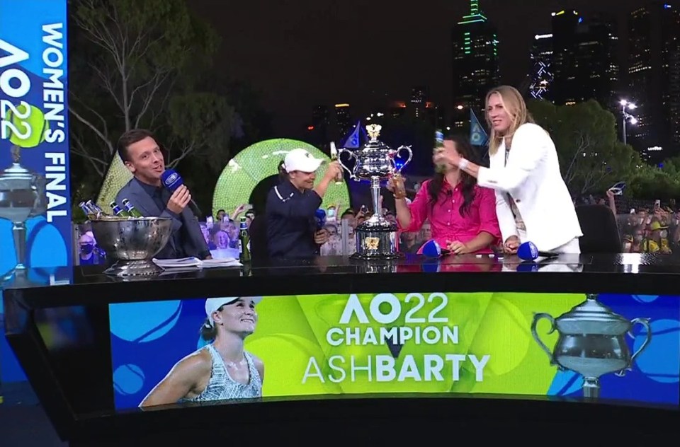 Barty was celebrated by her Aussie supporters in the background at Melbourne Park