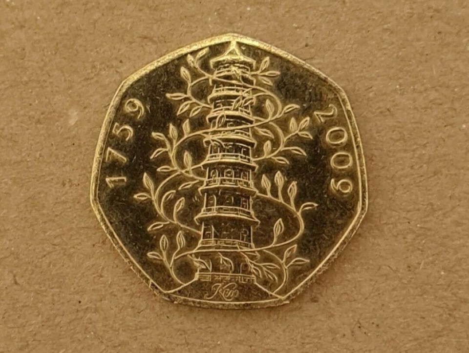 The rare coin features an image of the Chinese pagoda at Kew Gardens