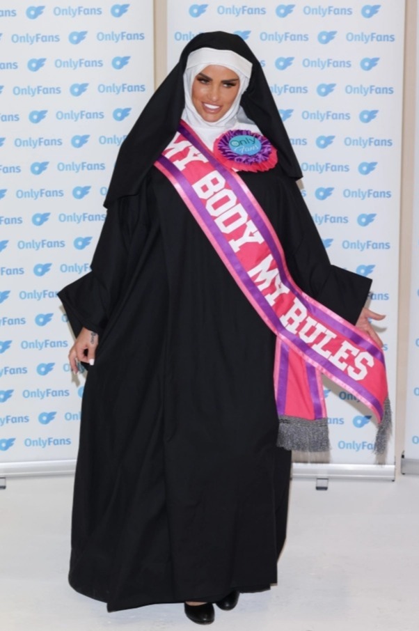 Katie announced yesterday while dressed as a nun that she has signed up to the platform