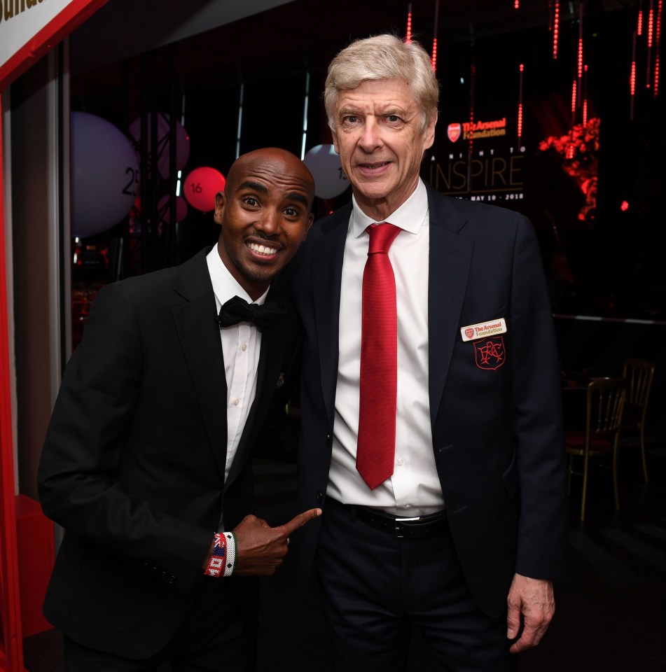 Farah with legendary Arsenal boss Arsene Wenger