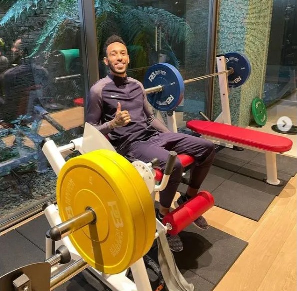 Aubemeyang was back in the gym after receiving the all clear