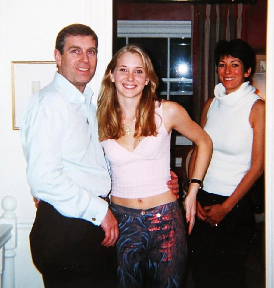 Prince Andrew with Virginia Roberts, 17, at Ghislaine Maxwell's London townhouse in 2001