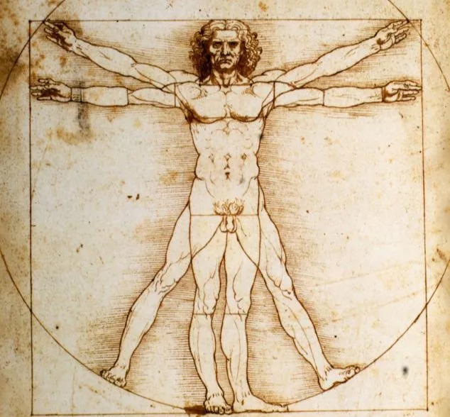 She was arrested after police found a picture of the Vitruvian Man