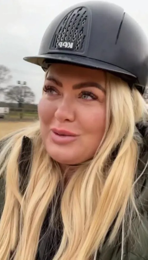 Gemma told fans how she fell off a horse on Sunday afternoon