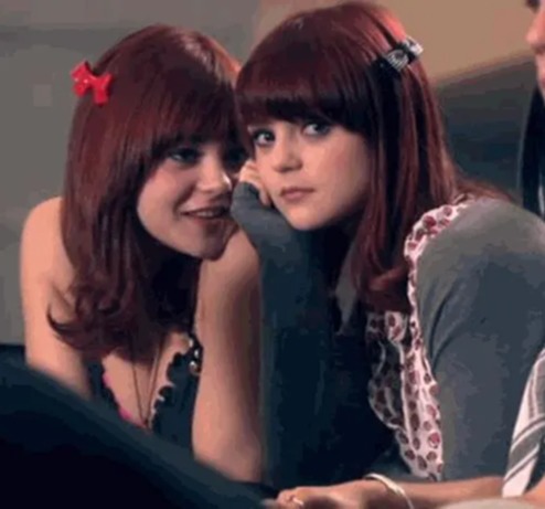 Megan Prescott, left, played Katie Fitch in Skins alongside twin sister Kathryn between 2009 and 2010