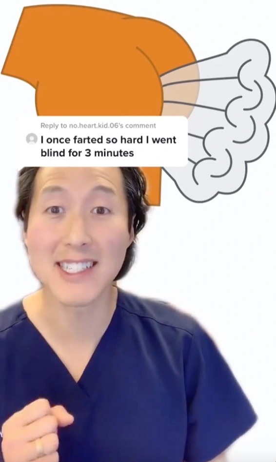 Dr Anthony Youn was responding to a social media user who claimed they once farted so hard that they went blind for three minutes