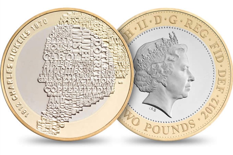 More than 8million Charles Dickens £2 pieces were made in 2012 - but some are worth mint