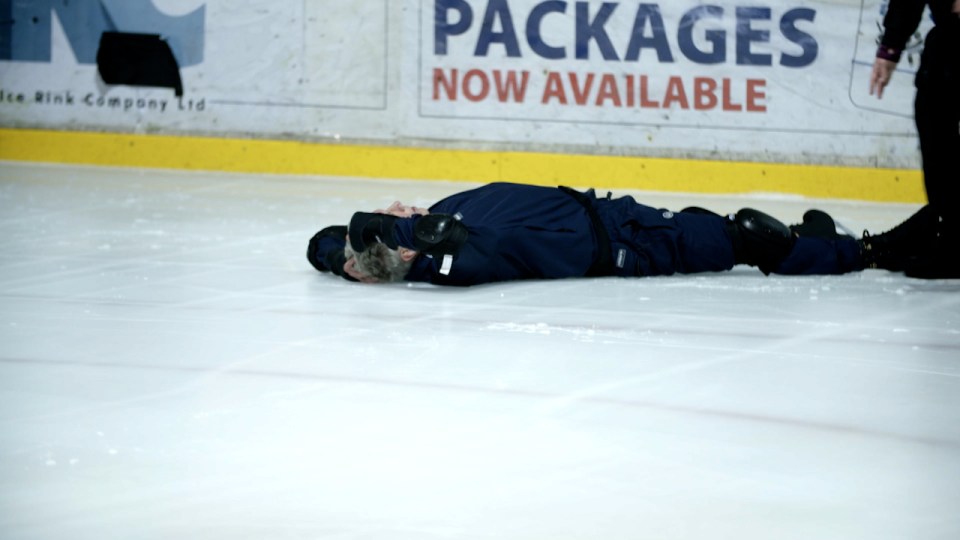 The 67-year-old whacked his head on the ice