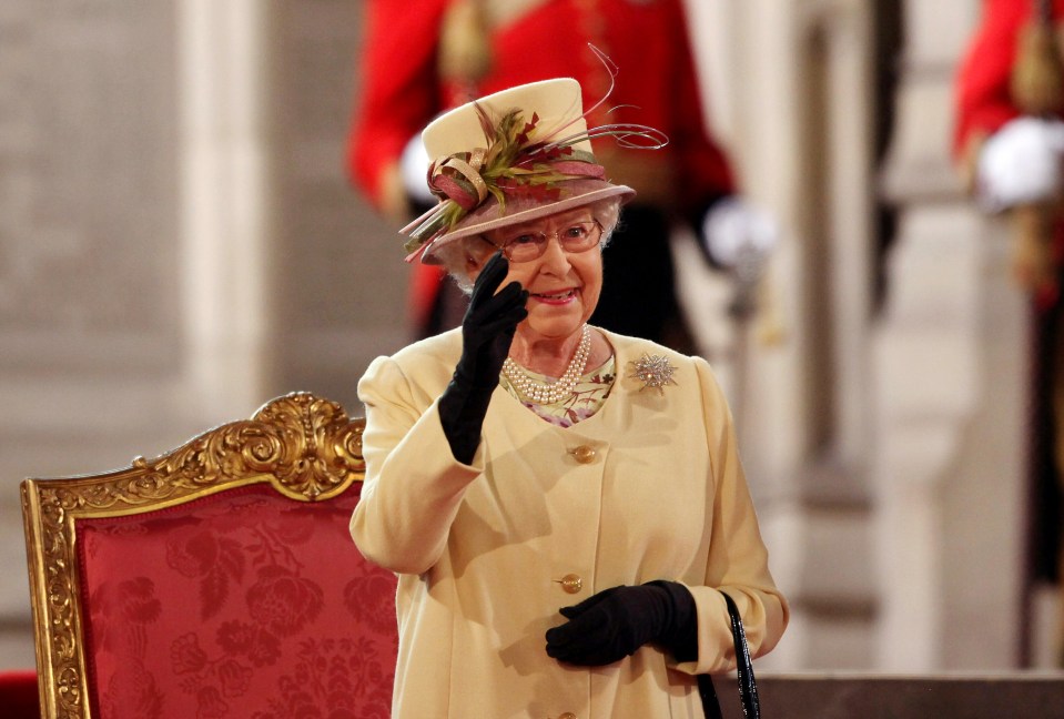 The Queen waves after giving a speech marking her Diamond Jubilee