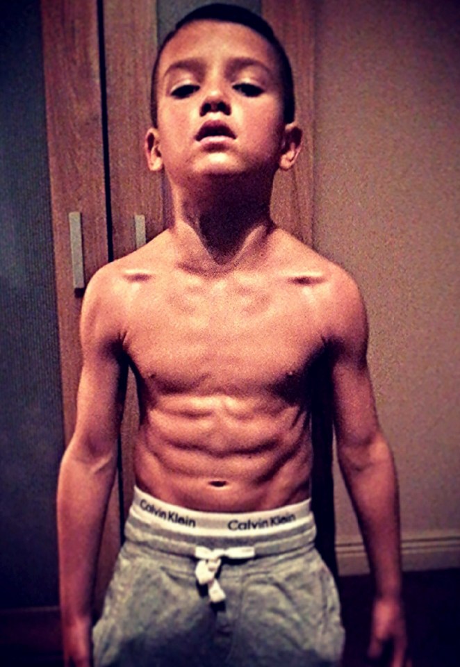 Brandon, pictured here at age 8, when he was dubbed the 'world's strongest boy'