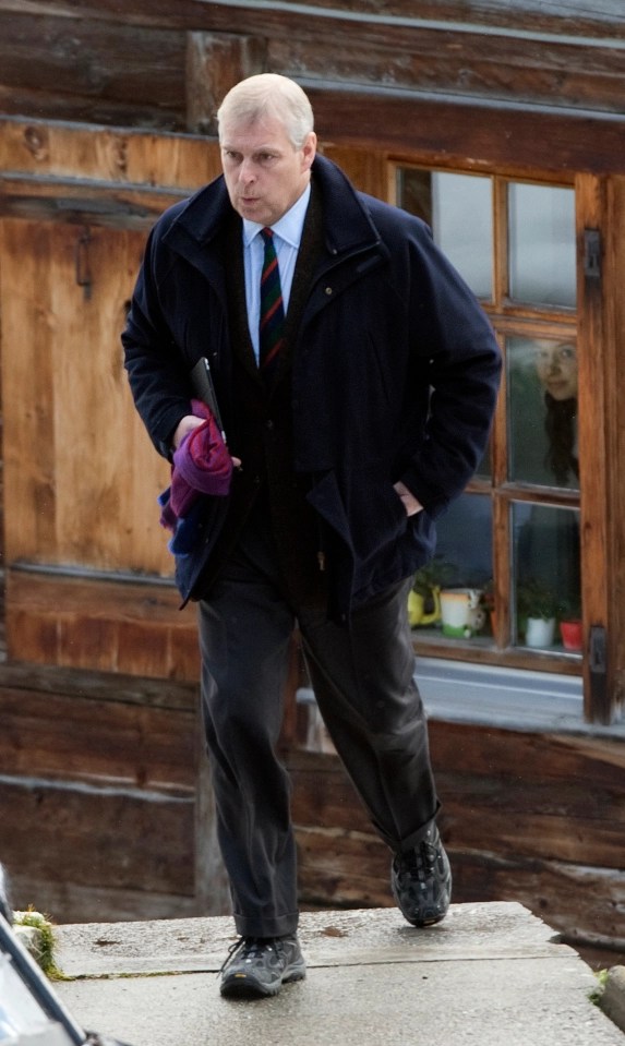 Prince Andrew pictured at the Swiss chalet in 2015