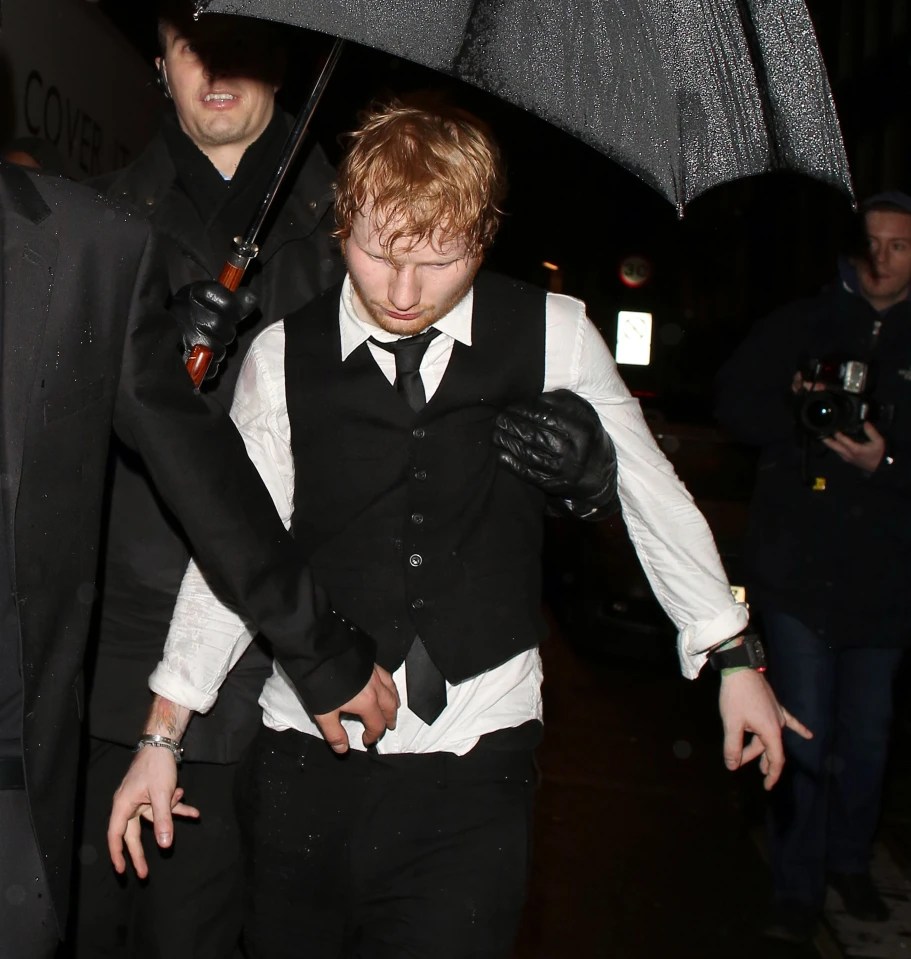 Ed Sheeran stumbles out of the Brits after-party in 2015