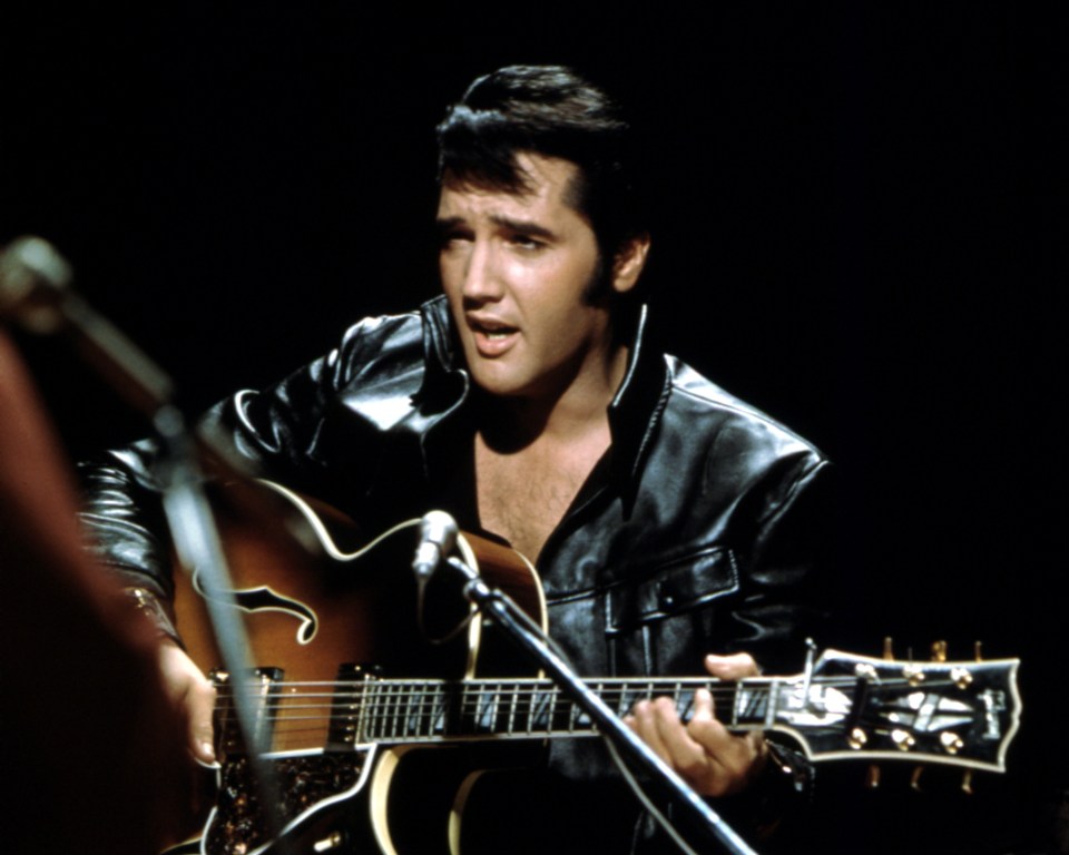 Elvis performs at his TV comeback special in 1968