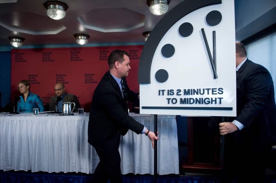 Doomsday Clock at two minutes to midnight in 2018