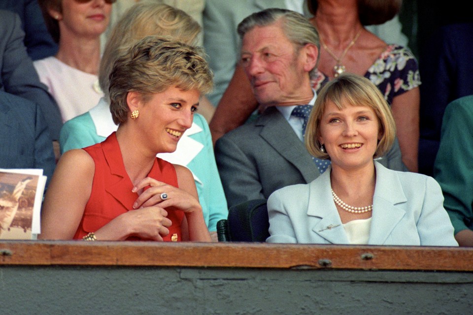 Julia Samuel at Wimbledon with her friend Princess Diana in 1994